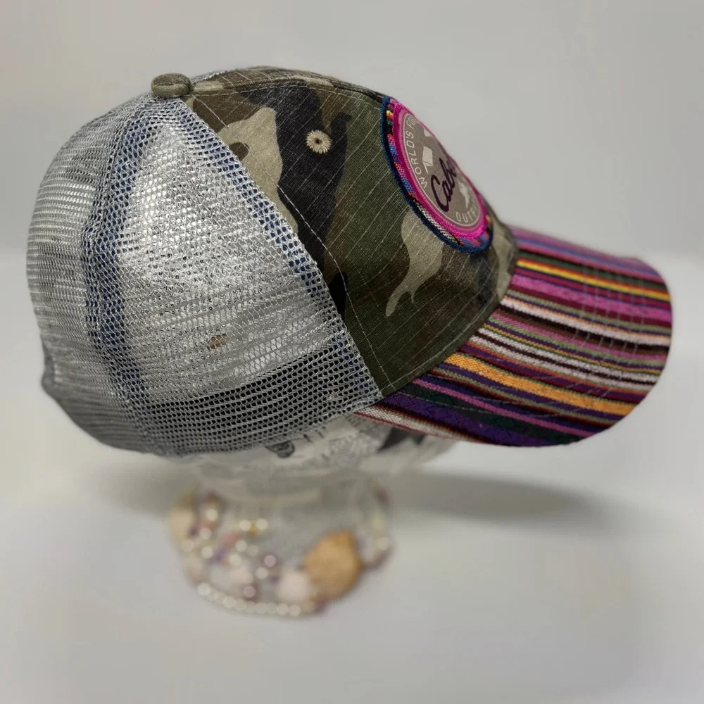 Cabela’s Youth Trucker Hat Camo Mesh Colorful Brim Adjustable